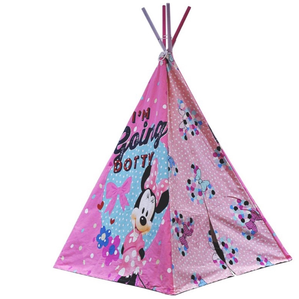 Minnie Mouse teepee tent with wood